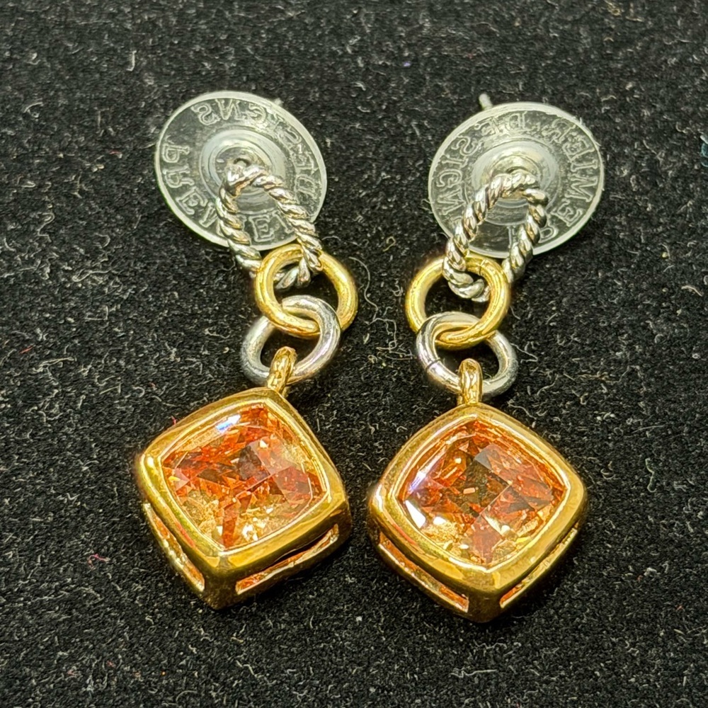 Premier Design Two-Tone Orange Crystal Drop Earrings‎